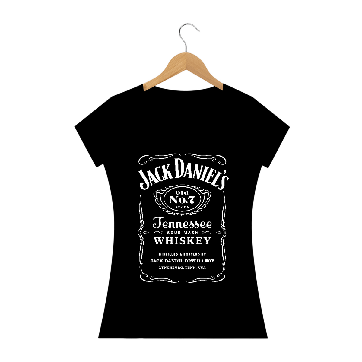 Nome do produto: Camiseta Babylook Jack Daniels - Estampa Branca - Camisetas de Boteco