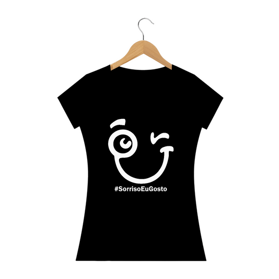 Camiseta Babylook Sorriso Maroto Hashtag (Estampa Branca)