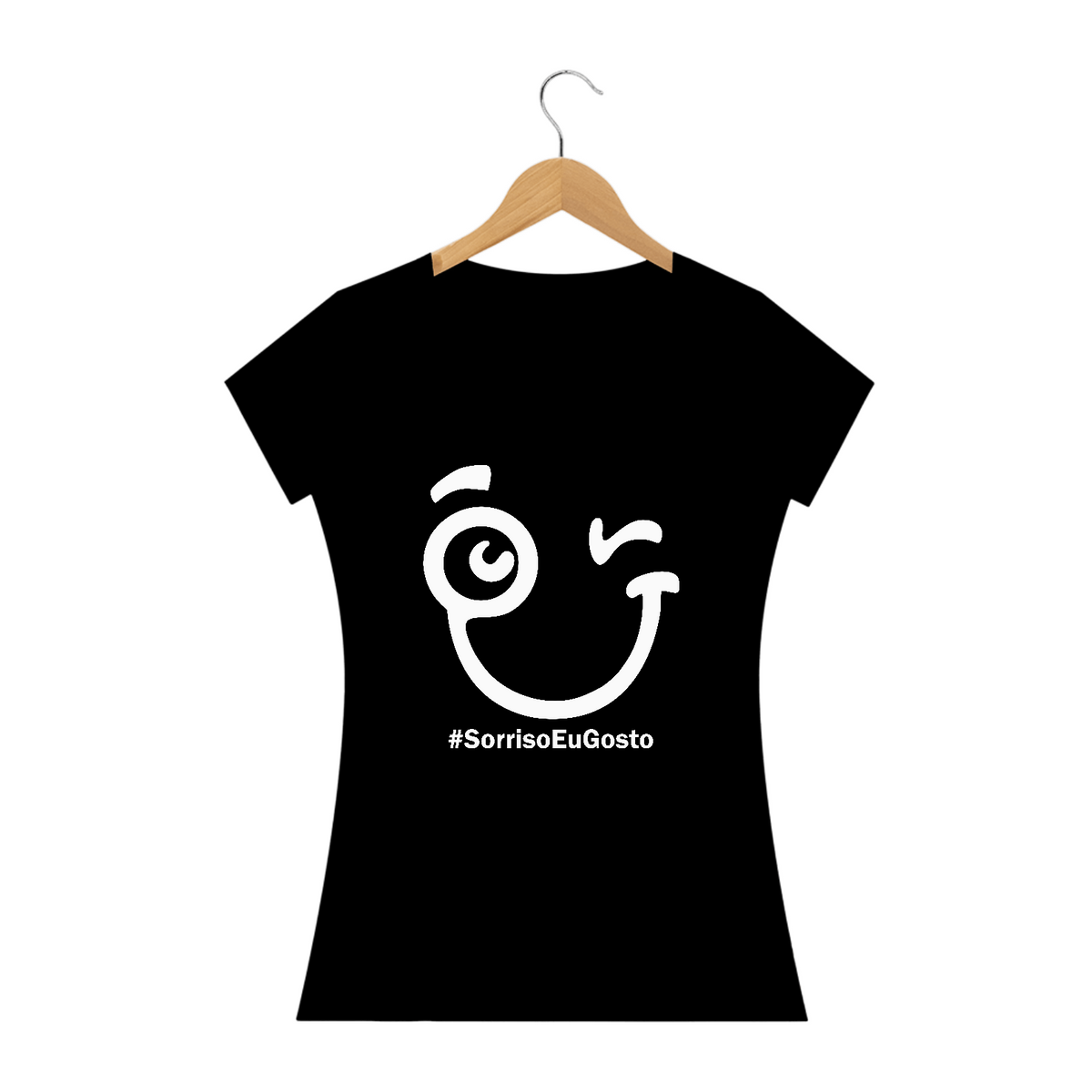 Nome do produto: Camiseta Babylook Sorriso Maroto Hashtag (Estampa Branca)