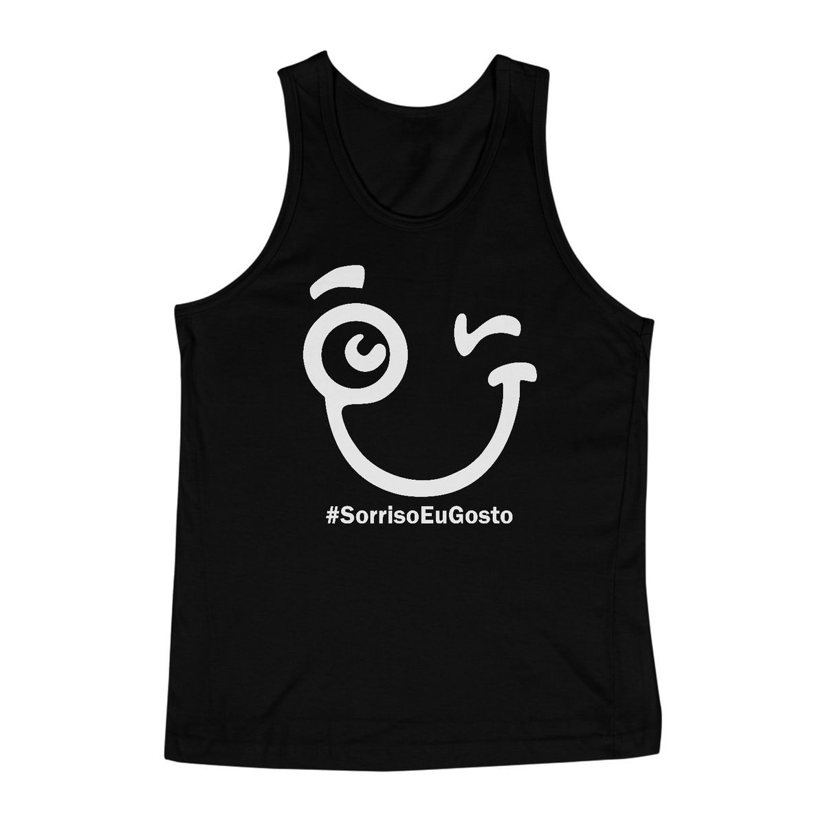 Nome do produto: Regata Sorriso Maroto Hashtag (Estampa Branca)