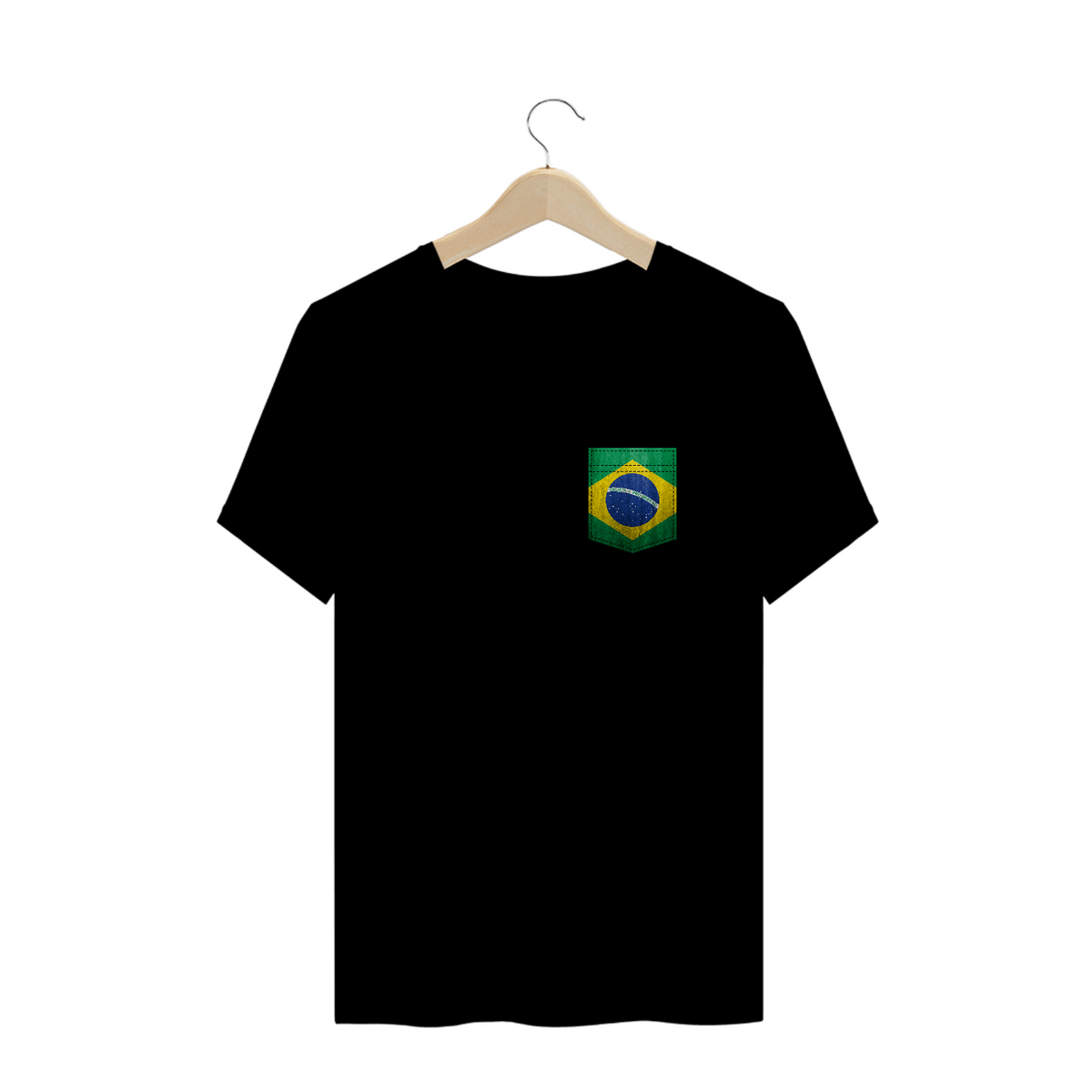Nome do produto: Camiseta Brasil Bolso Fake