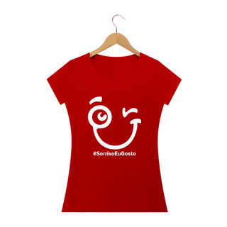 Nome do produtoCamiseta Babylook Sorriso Maroto Hashtag (Estampa Branca)