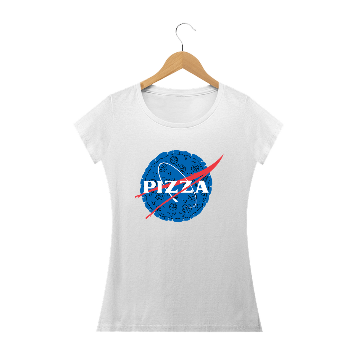 Nome do produto: Camisa Phood Baby Look - Pizza (Nasa)