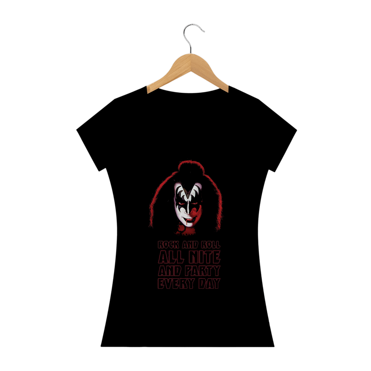 Nome do produto: Camisa Kiss - Rock and roll all nite - Baby Long