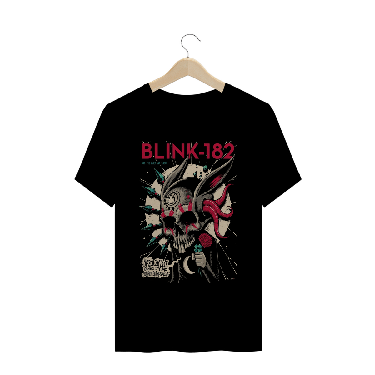 Nome do produto: Camisa Blink-182 - Kansas 2017 - Coelho Caveira