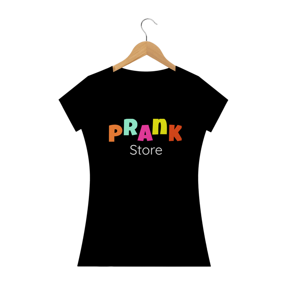 Nome do produto: T-shirt Feminina Preta e Colorida (letra colorida) Prank Store