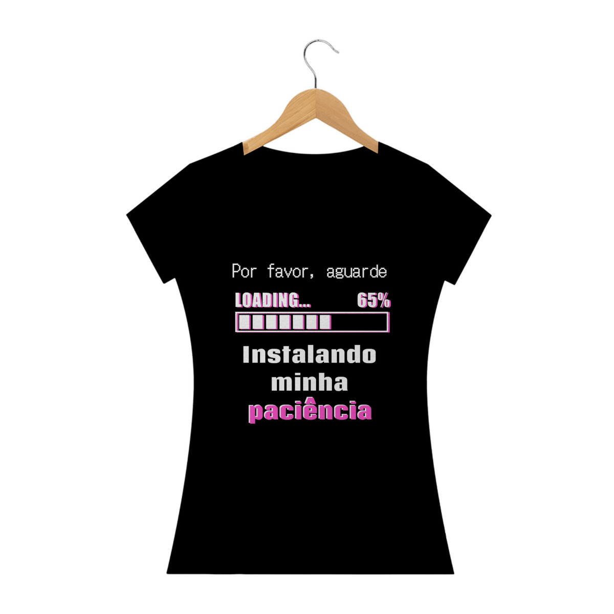 Nome do produto: T-shirt Feminina Preta e Colorida (letra rosa) \
