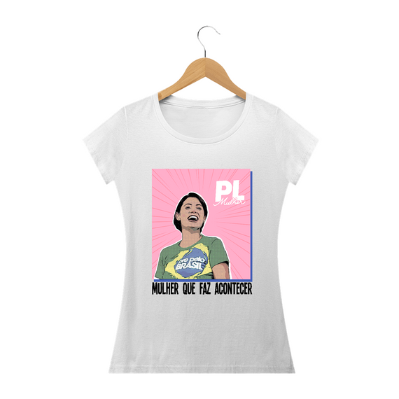 Camiseta PL Mulher Michelle Bolsonaro - Branca, feminina