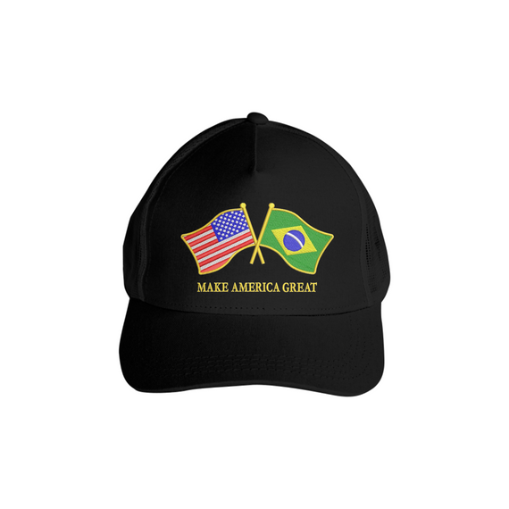 Boné bandeiras Brasil e Estados Unidos 