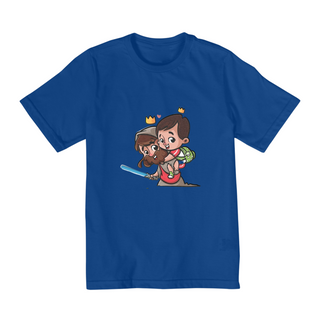 Nome do produtoT-shirt Infantil (2 a 8 anos) - Jesus com espada e Menino