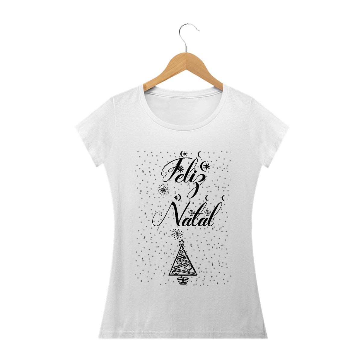 Nome do produto: Camiseta Baby Look Frase Feliz Natal