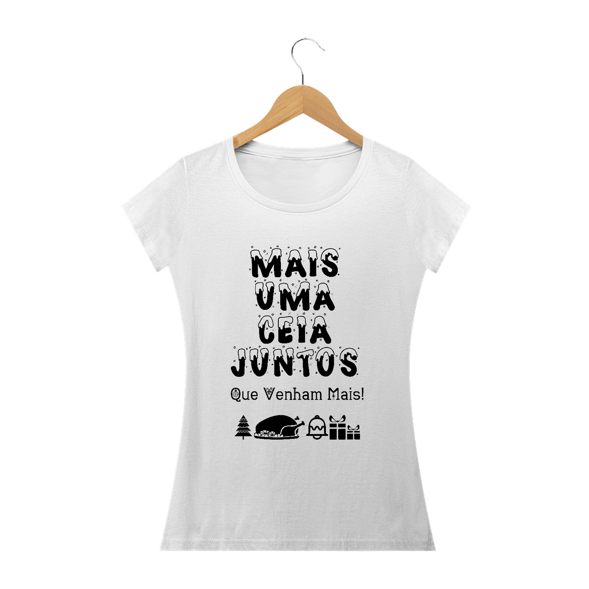 Nome do produto: Camiseta baby look Frase Mais uma Ceia Juntos