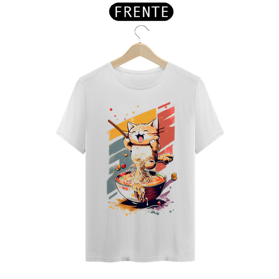 Camiseta - Cat Eating Ramen