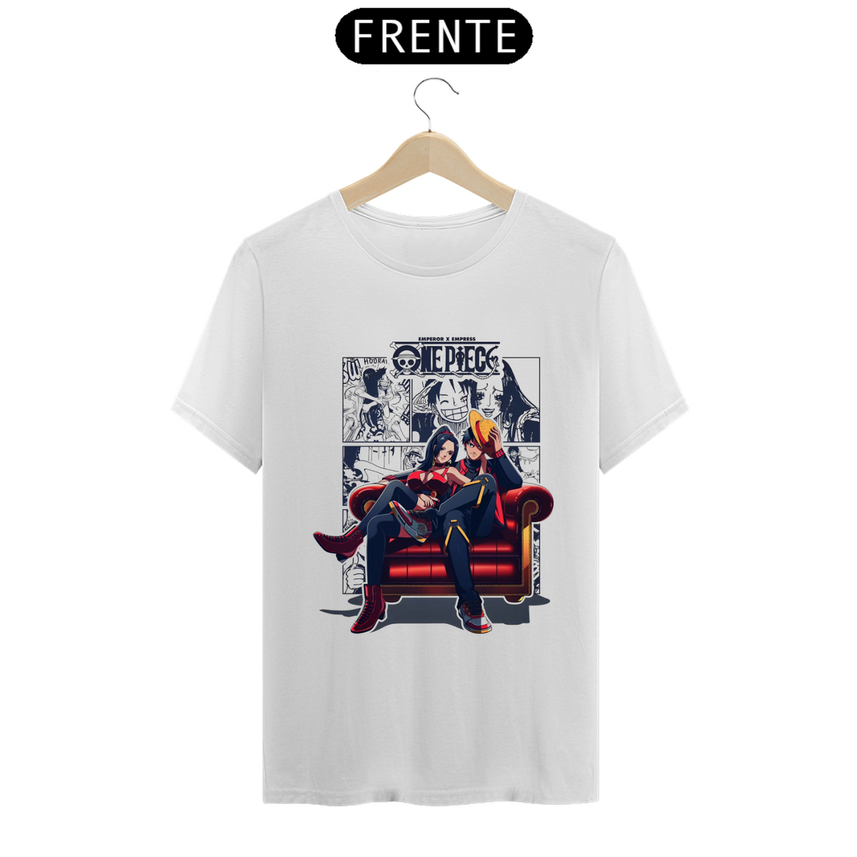 Nome do produto: Camiseta - Luffy & Hancock (One Piece)