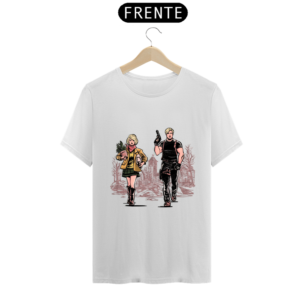 Nome do produto: Camiseta - Leon & Ashley (Resident Evil 4)