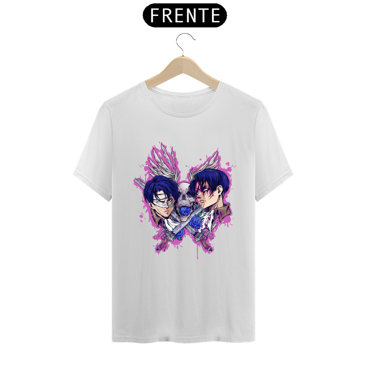 Nome do produto: Camiseta - Levi Ackerman and Skull (Attack on Titan)