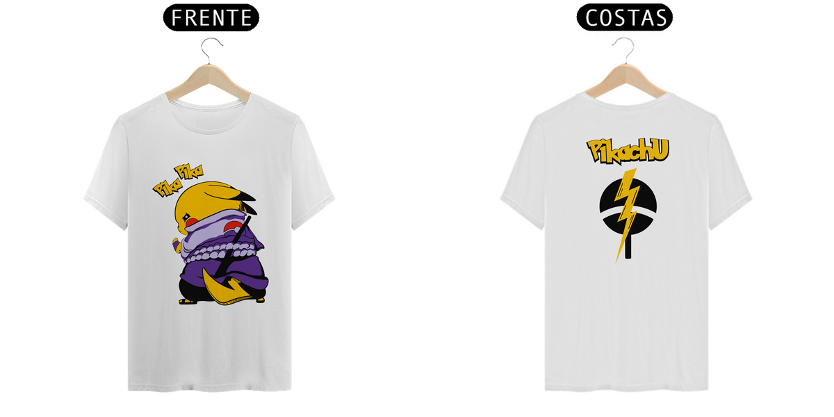 Nome do produto: Camiseta - Pikachu x Sasuke Uchiha