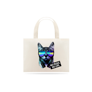 Nome do produtoEcoBag Gato DJ No Music, No Life