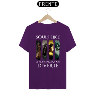 Nome do produtoCamiseta Souls Like sofrência que diverte Cores Escuras