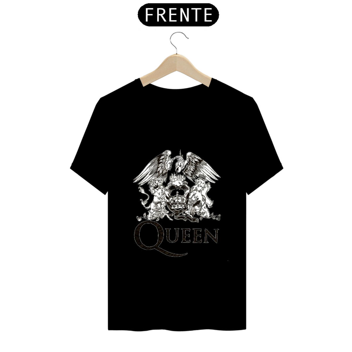 Nome do produto: Camiseta - Queen logo preto e branco
