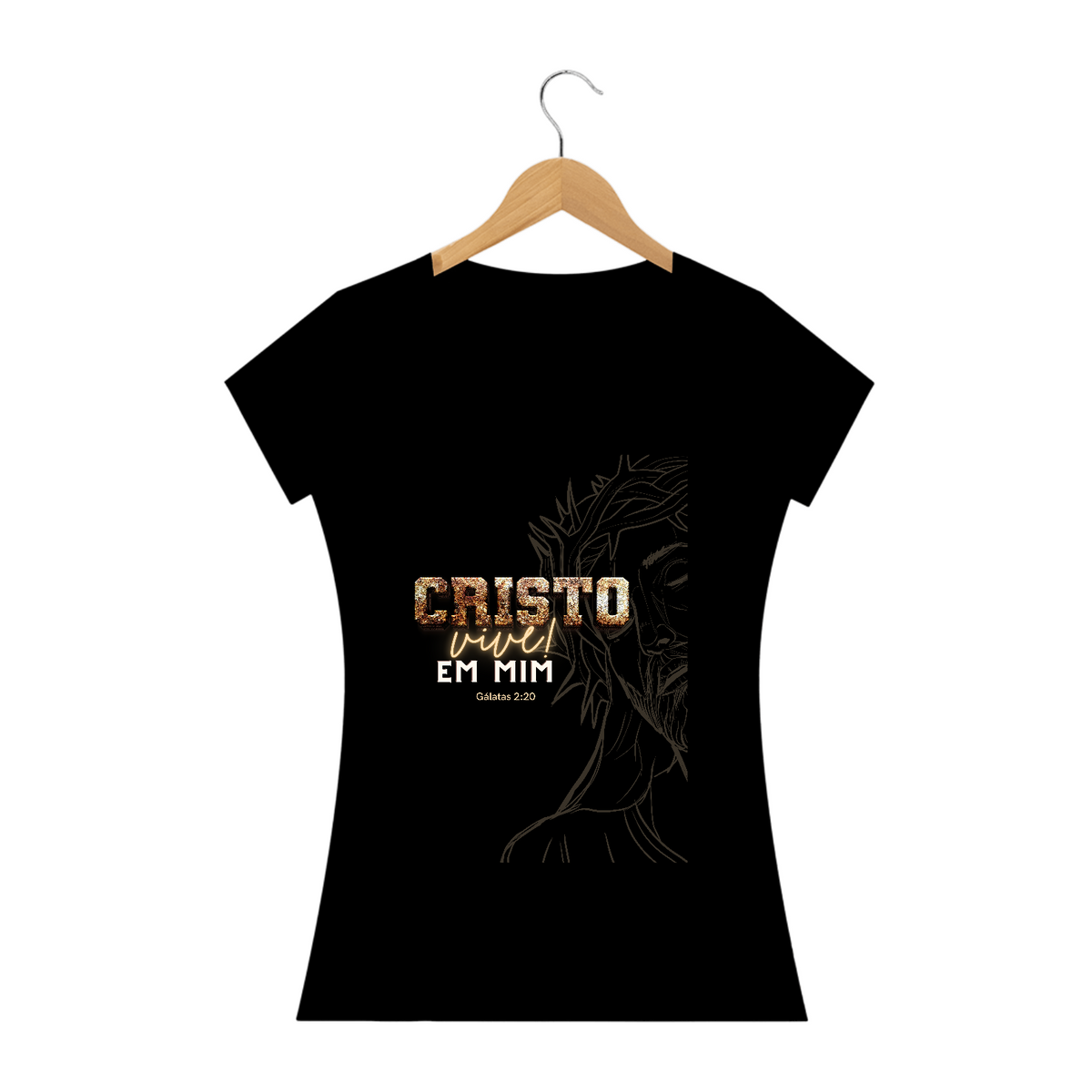 Nome do produto: CAMISETA - CRISTO VIVE EM MIM (BLQUALITYBK)