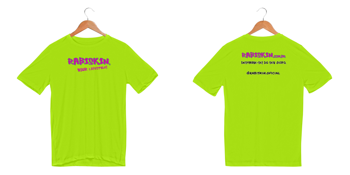 Nome do produto: Camiseta Esportiva Dry UV I Rabiskin Logo Rosa I Frente e Verso