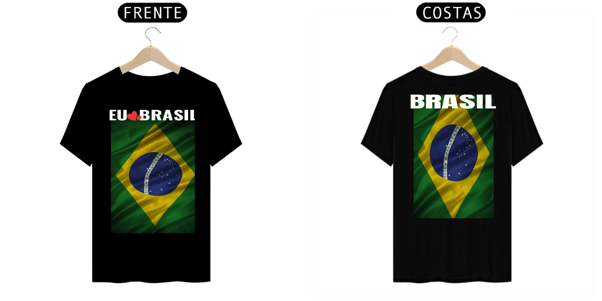 Nome do produto: Camiseta EU AMO BRASIL Cores Escuras