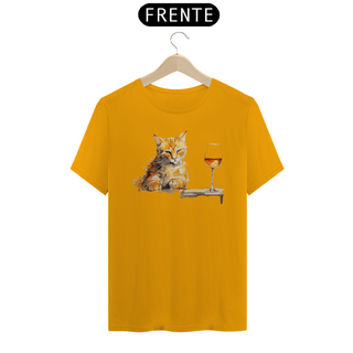 Nome do produtoCamiseta - Gato Laranja com Vinho