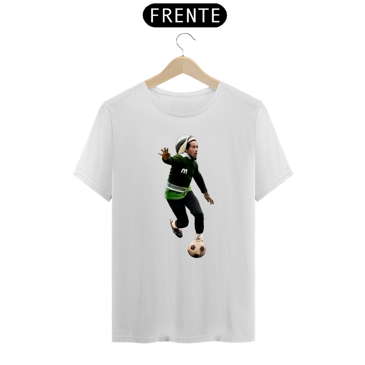 Nome do produto: Camiseta - Bob Marley Futebol Bola no Gol