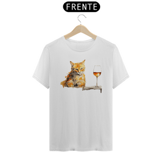 Nome do produtoCamiseta - Gato Laranja com Vinho