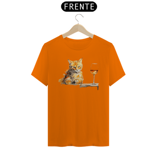 Nome do produtoCamiseta - Gato Laranja com Vinho