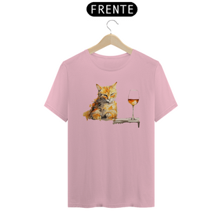 Nome do produtoCamiseta - Gato Laranja com Vinho