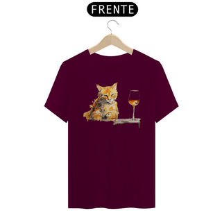 Nome do produtoCamiseta - Gato Laranja com Vinho