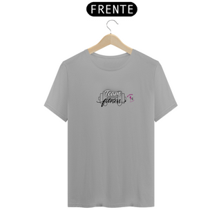 Nome do produtoT-shirt Algodão feminina Team Fitness branca, rosa e cinza