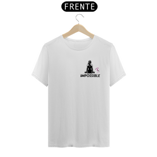 T-shirt algodão feminina Impossible branca, rosa e cinza