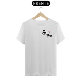 T-shirt Algodão feminina Gym Girls branca, rosa e cinza