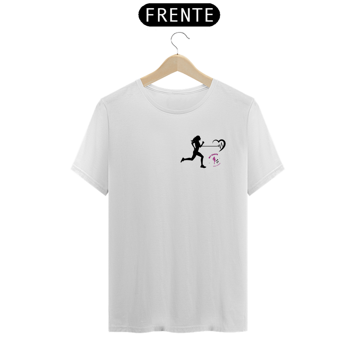 Nome do produto: T-shirt Algodão feminina Cardio branca, rosa e cinza