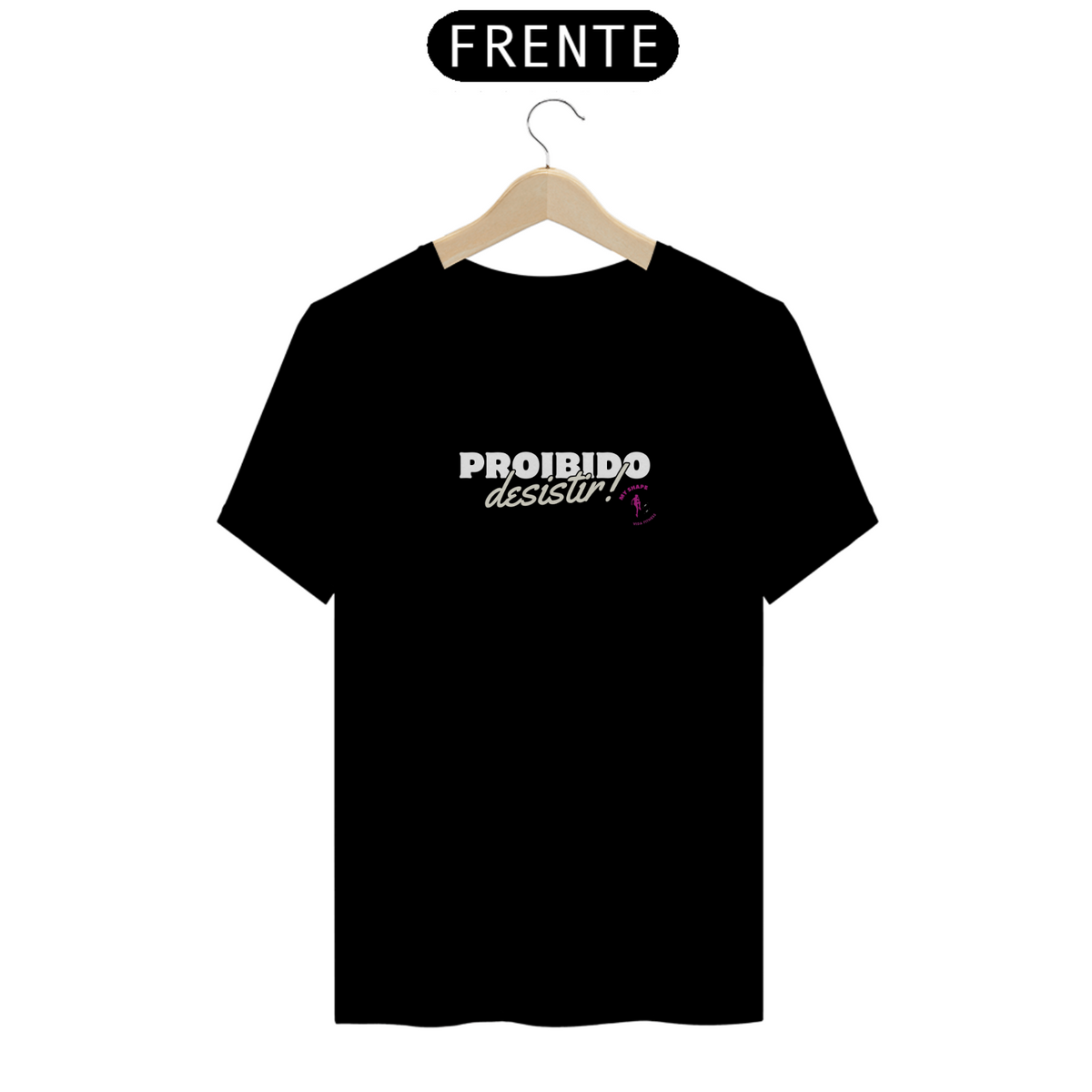 Nome do produto: T-shirt  Algodão Unissex Proibido desistir preta e marinho 