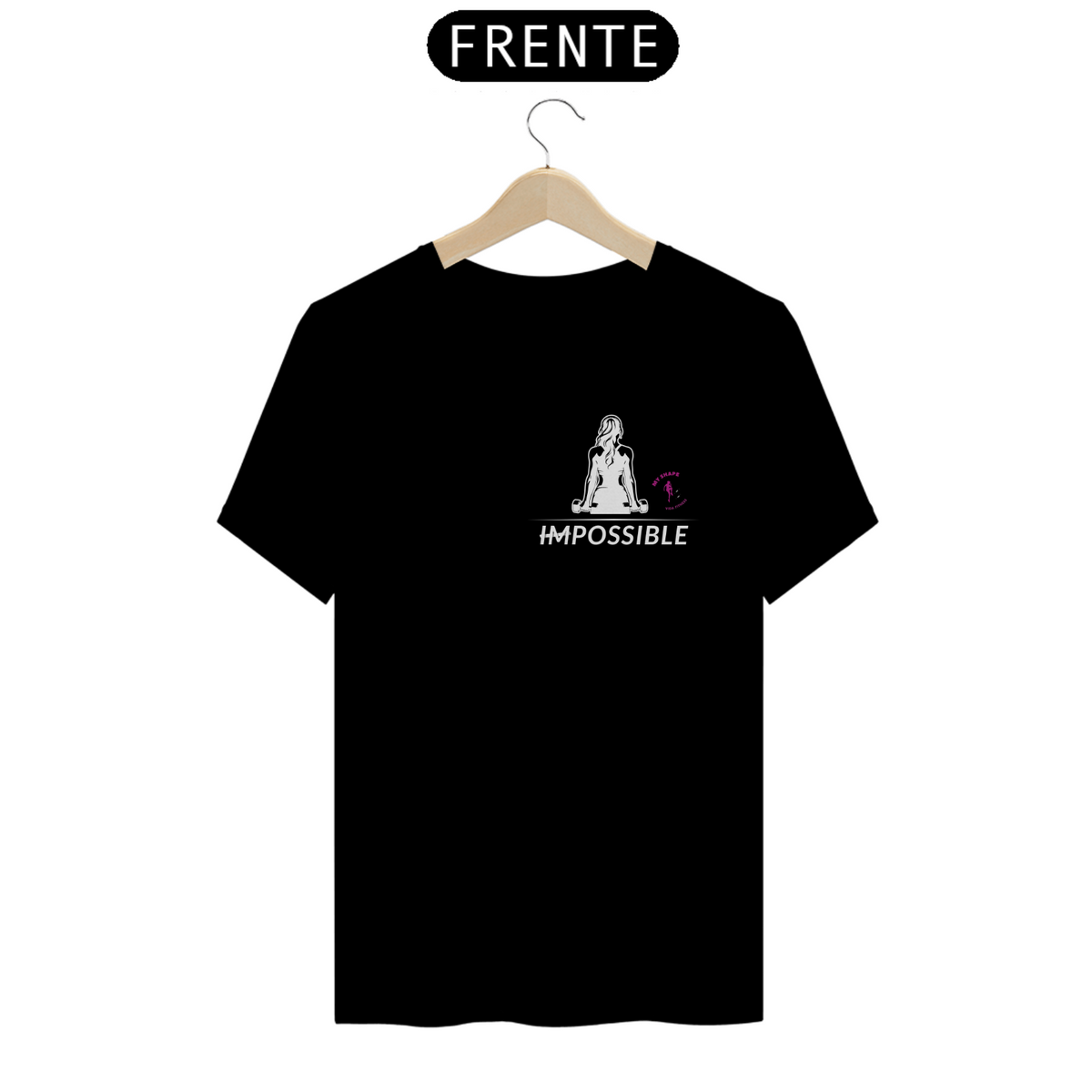 Nome do produto: T-shirt Algodão feminina Impossible preta e marinho