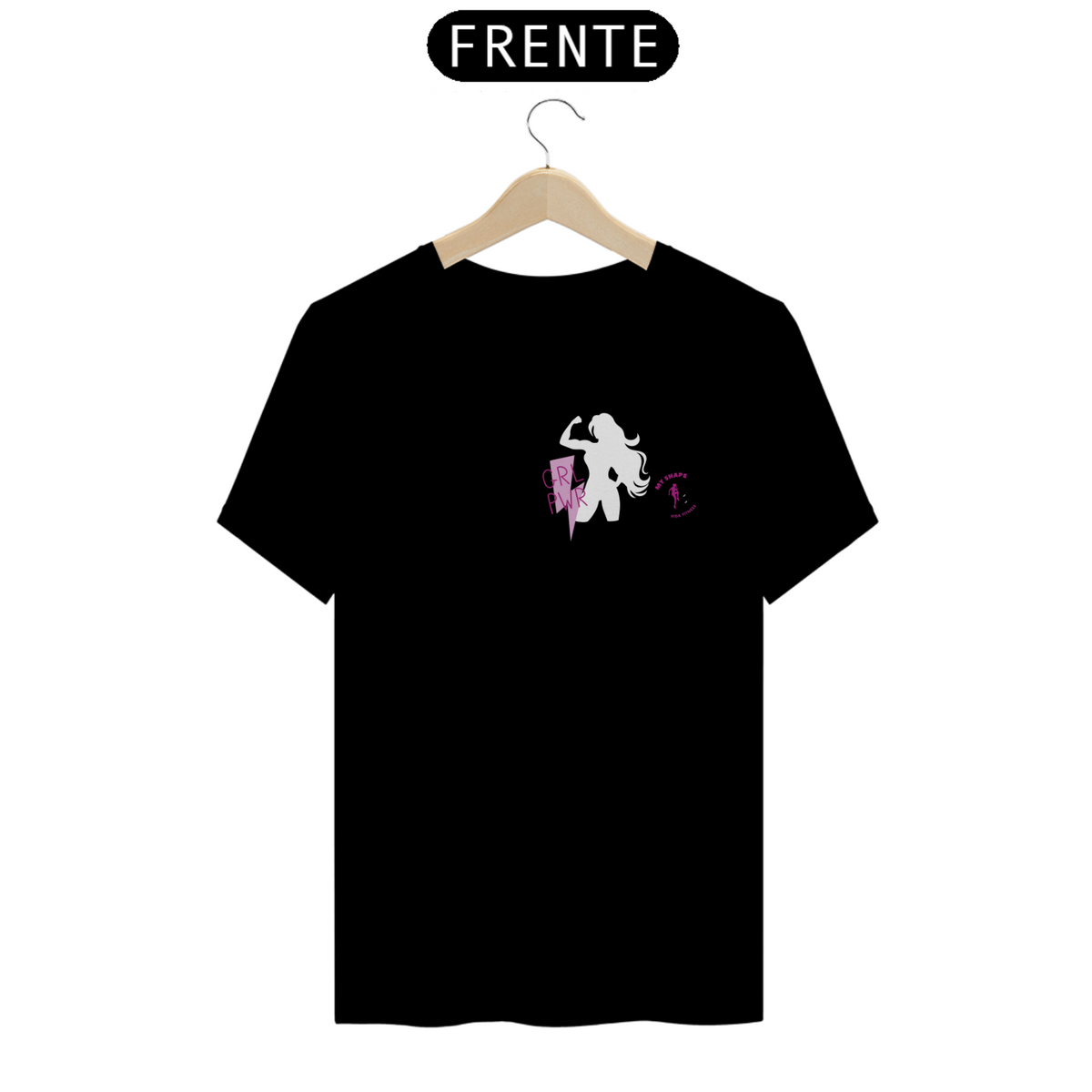 Nome do produto: T-shirt Algodão feminina GRL PWR preta e marinho 