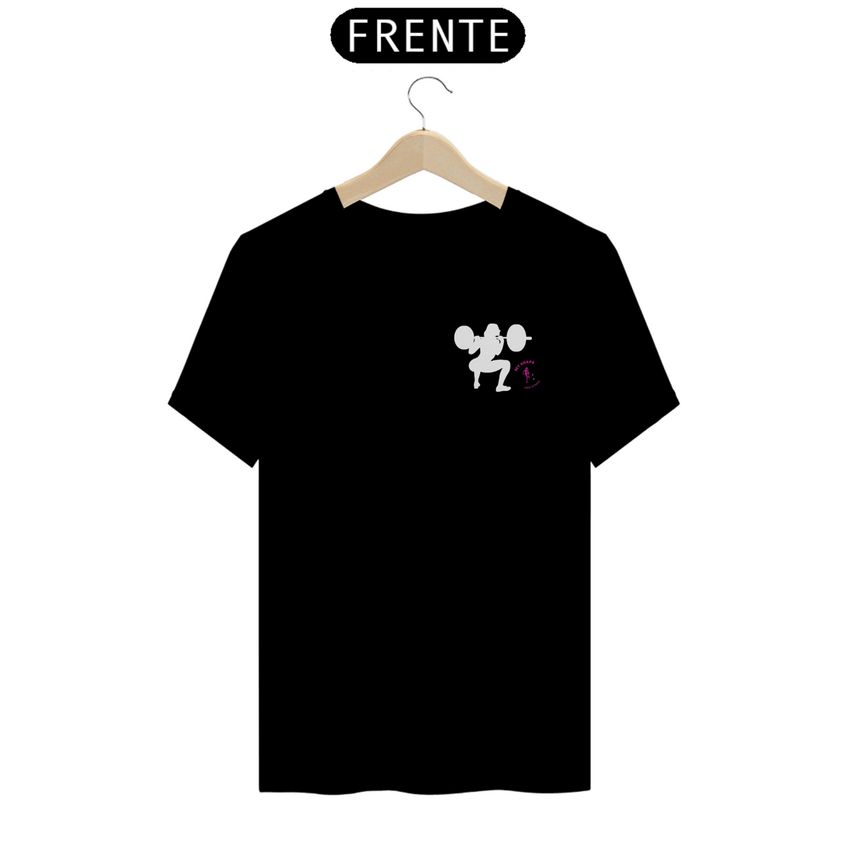 Nome do produto: T-shirt Algodão feminina Garota Agachando preta e marinho