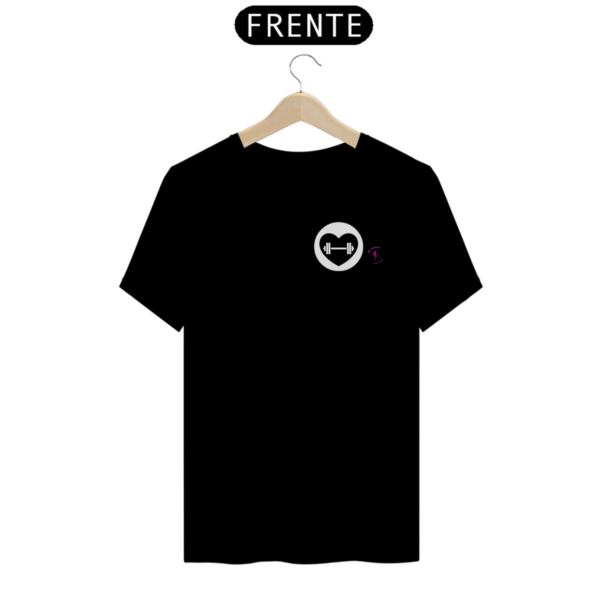 Nome do produto: T-shirt Algodão feminina Halter e Coração preta e marinho 