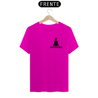 Nome do produtoT-shirt algodão feminina Impossible branca, rosa e cinza