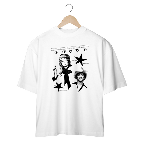 CAMISETA OVERSIZED BRUNO MARS E LADY GAGA DIE WITH A SMILE