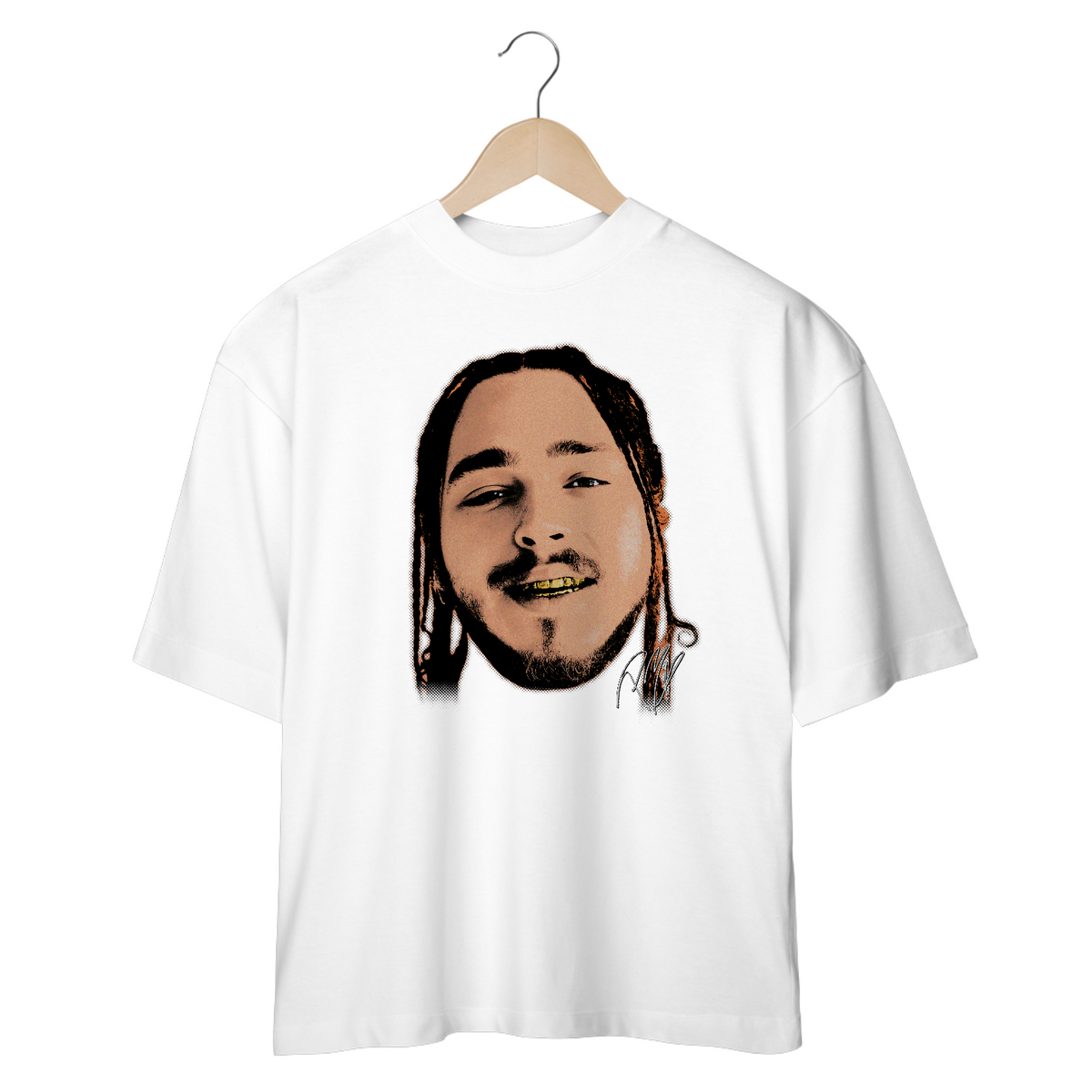 Nome do produto: CAMISETA OVERSIZED POST MALONE FACE