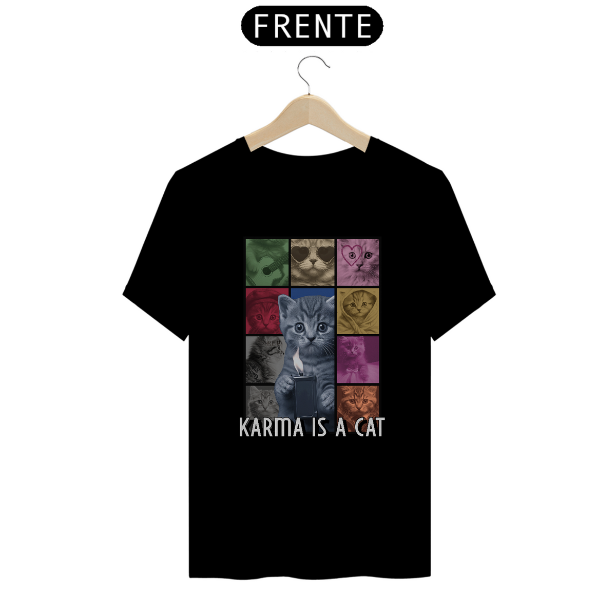 Nome do produto: Camiseta Unissex - Karma is a cat 