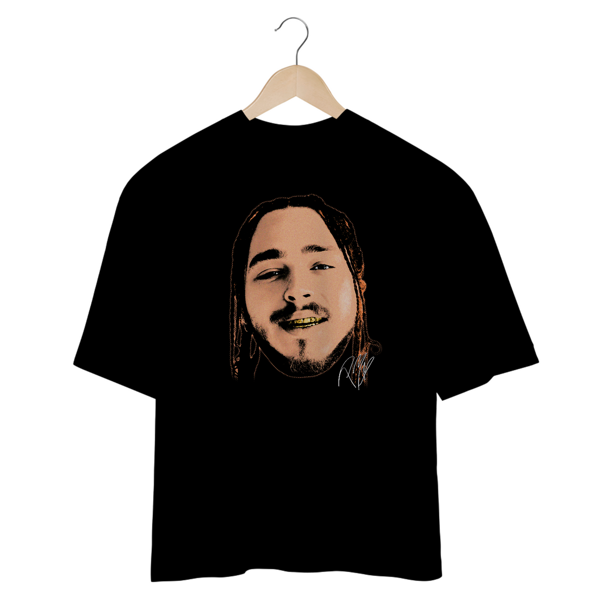 Nome do produto: CAMISETA OVERSIZED POST MALONE FACE