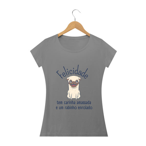 Camiseta Baby Long Quality - Pug Felicidade