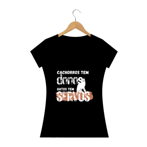 Camiseta Baby Long Quality - Gatos tem Servos Dark