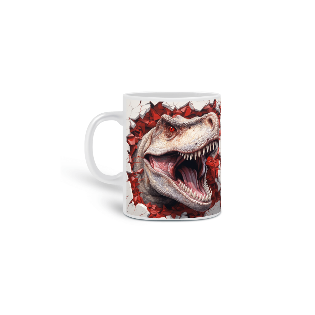 Nome do produto: Caneca Branca - Dinossauro 3D